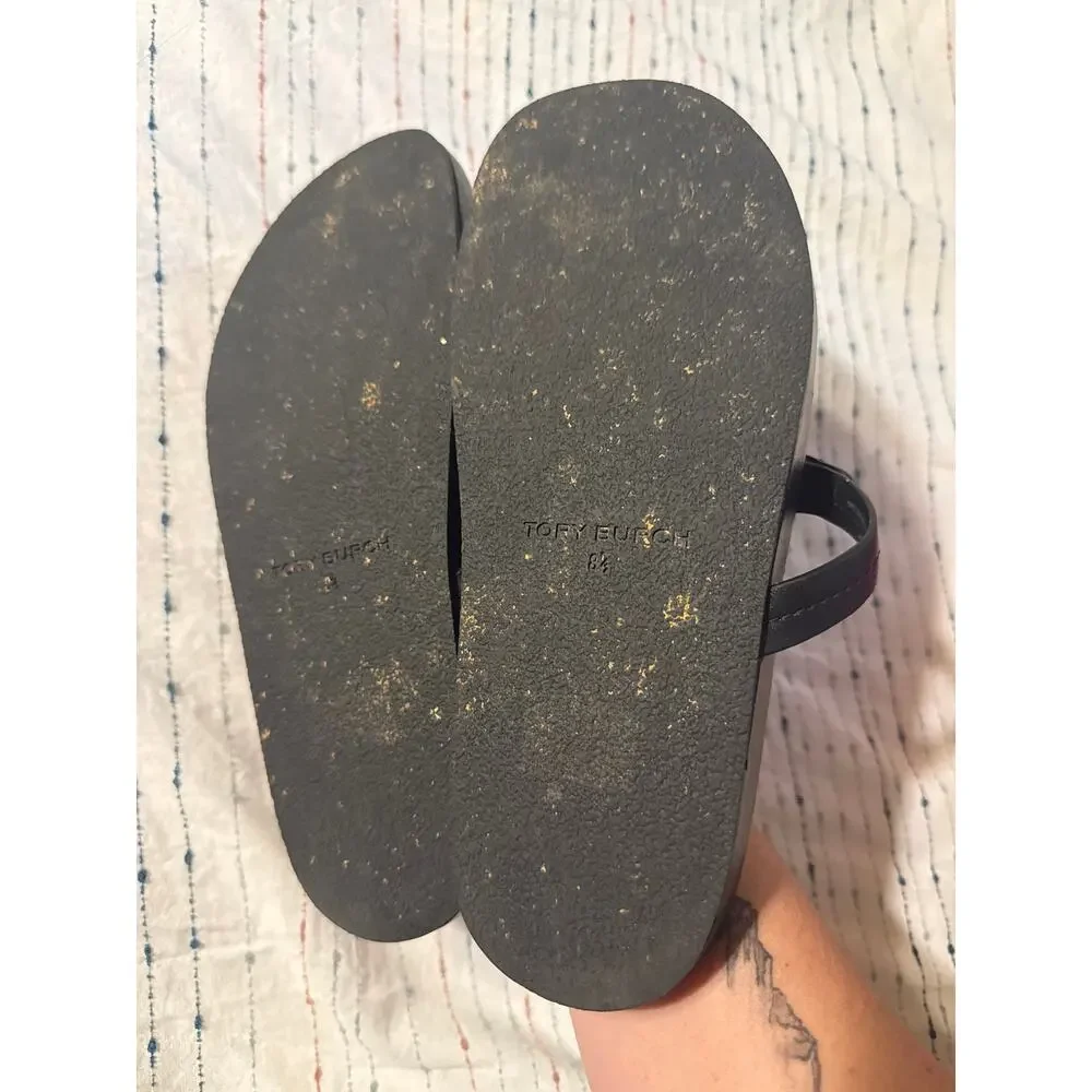 Tory Burch Miller Cloud Thong Sandal Black Leather Size Women’s 8.5